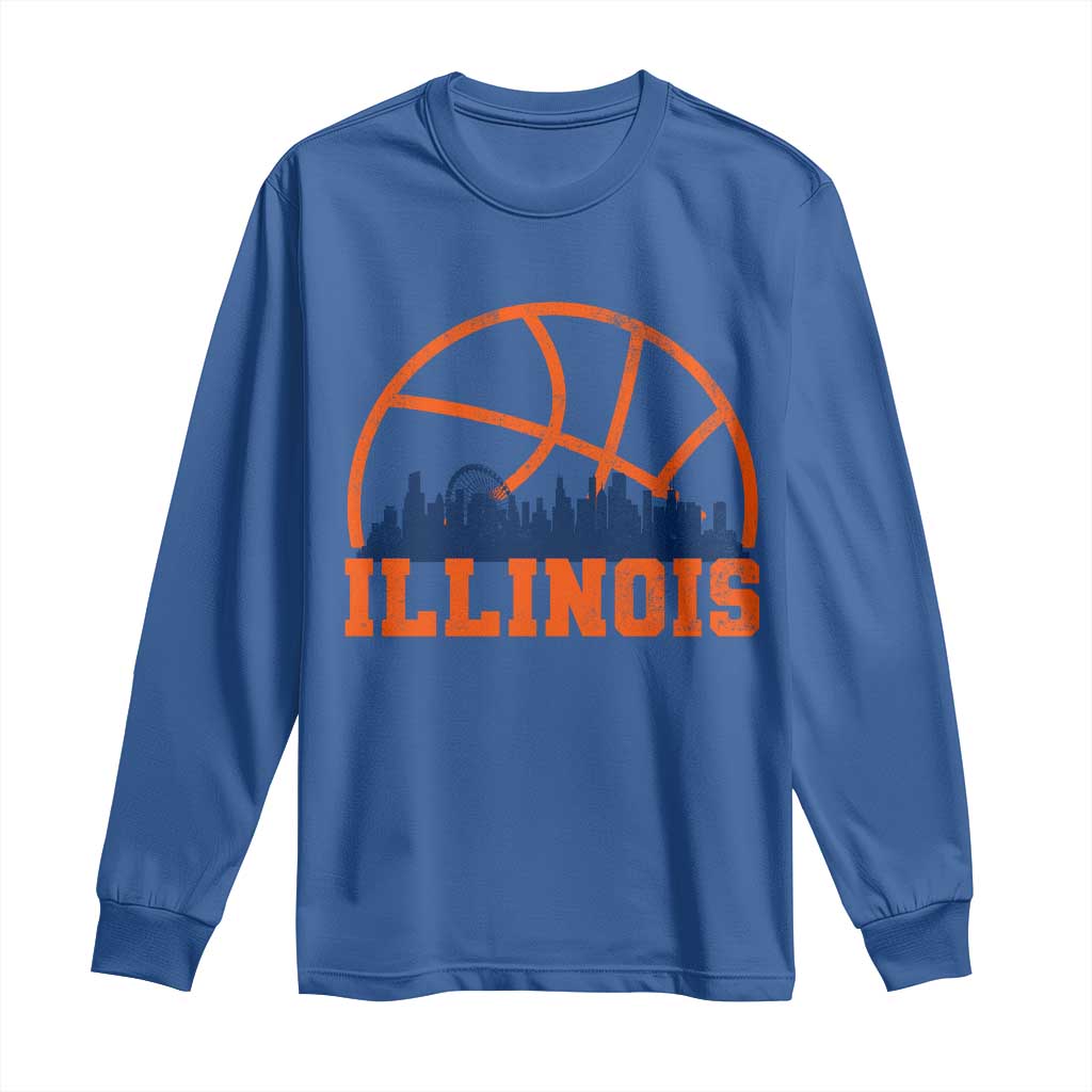 Illinois Fan Long Sleeve Shirt IL State Basketball Game Day TS11 Royal Blue Print Your Wear
