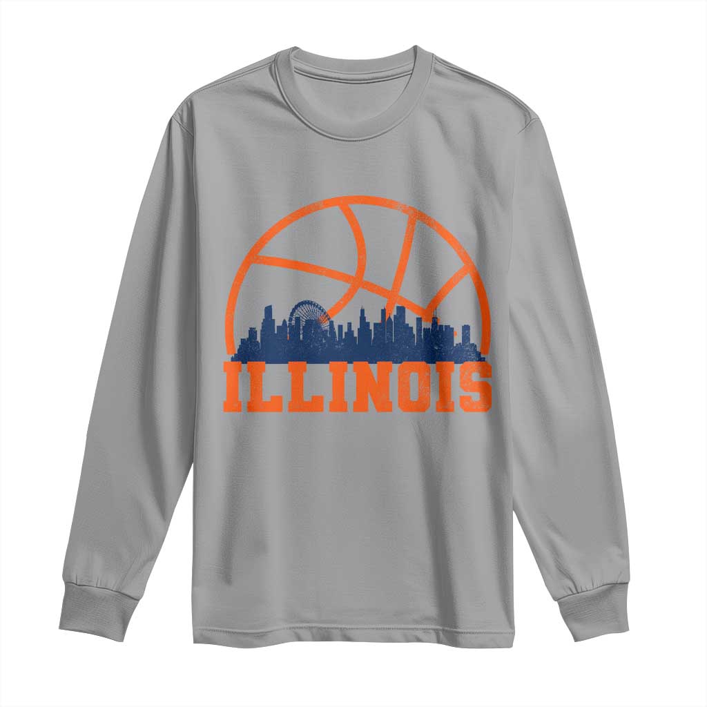 Illinois Fan Long Sleeve Shirt IL State Basketball Game Day TS11 Sport Gray Print Your Wear