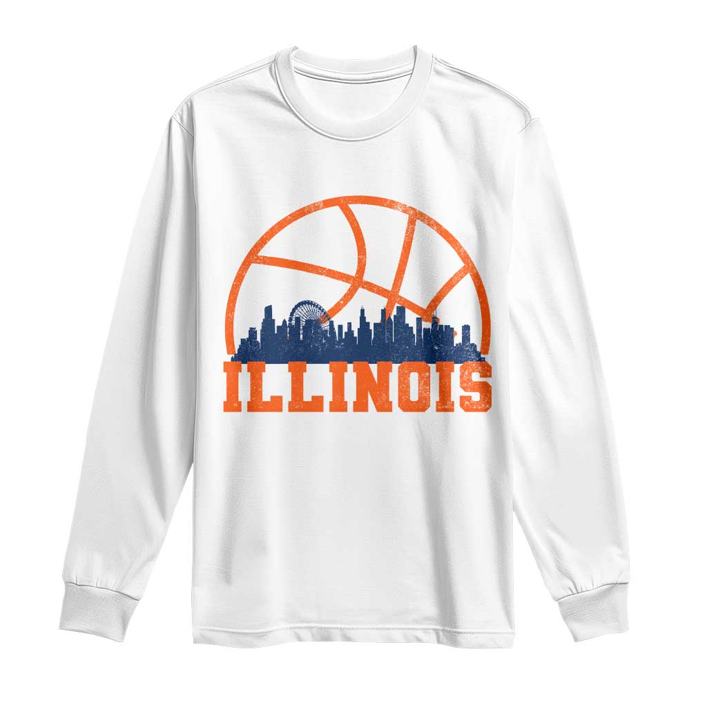 Illinois Fan Long Sleeve Shirt IL State Basketball Game Day TS11 White Print Your Wear