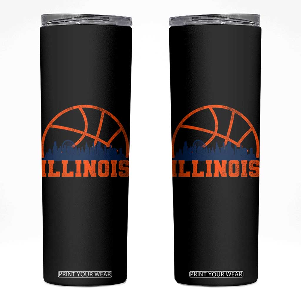 Illinois Fan Skinny Tumbler IL State Basketball Game Day TS11 Black Print Your Wear