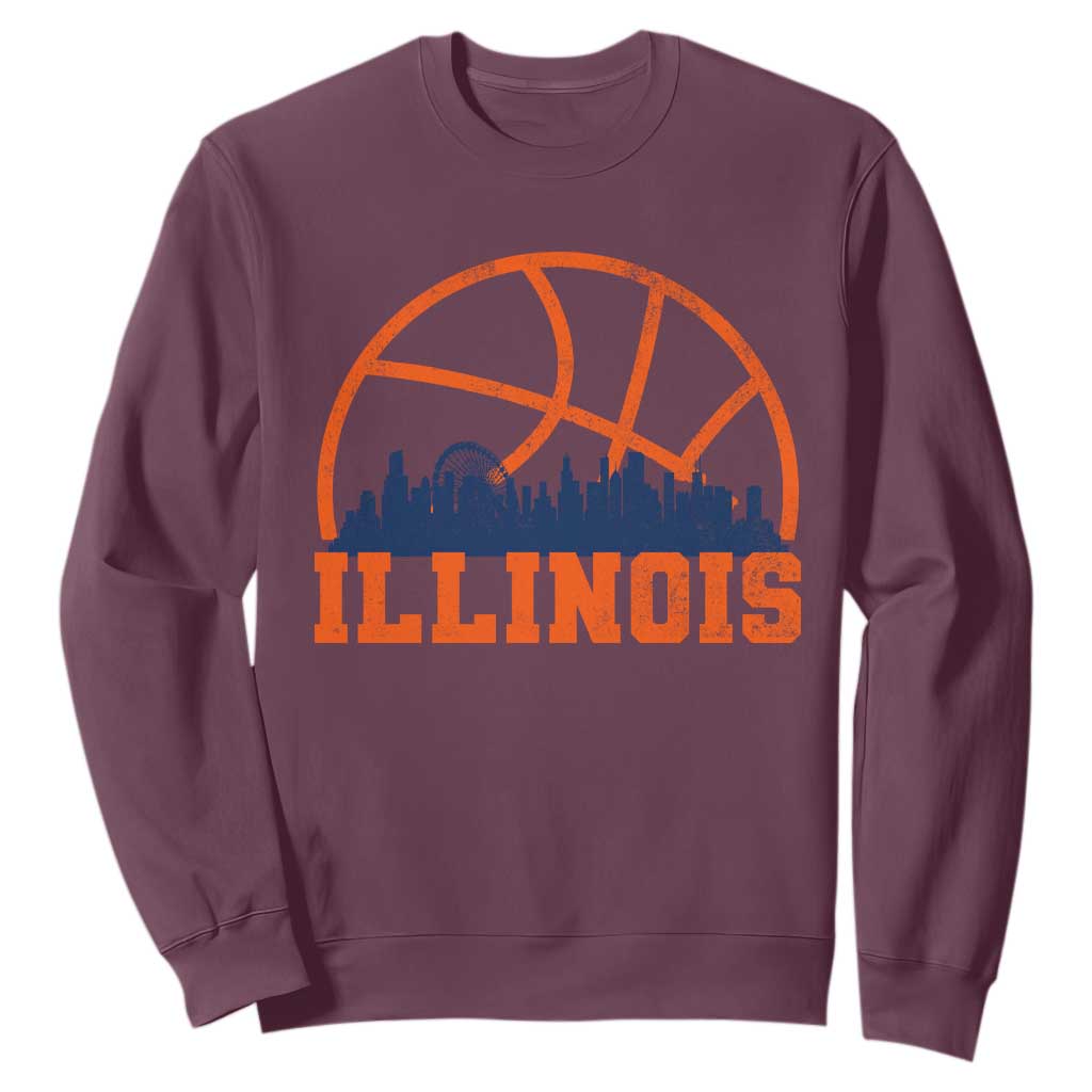 Illinois Fan Sweatshirt IL State Basketball Game Day TS11 Maroon Print Your Wear