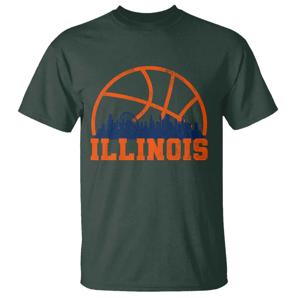 Illinois Fan T Shirt IL State Basketball Game Day TS11 Dark Forest Green Print Your Wear