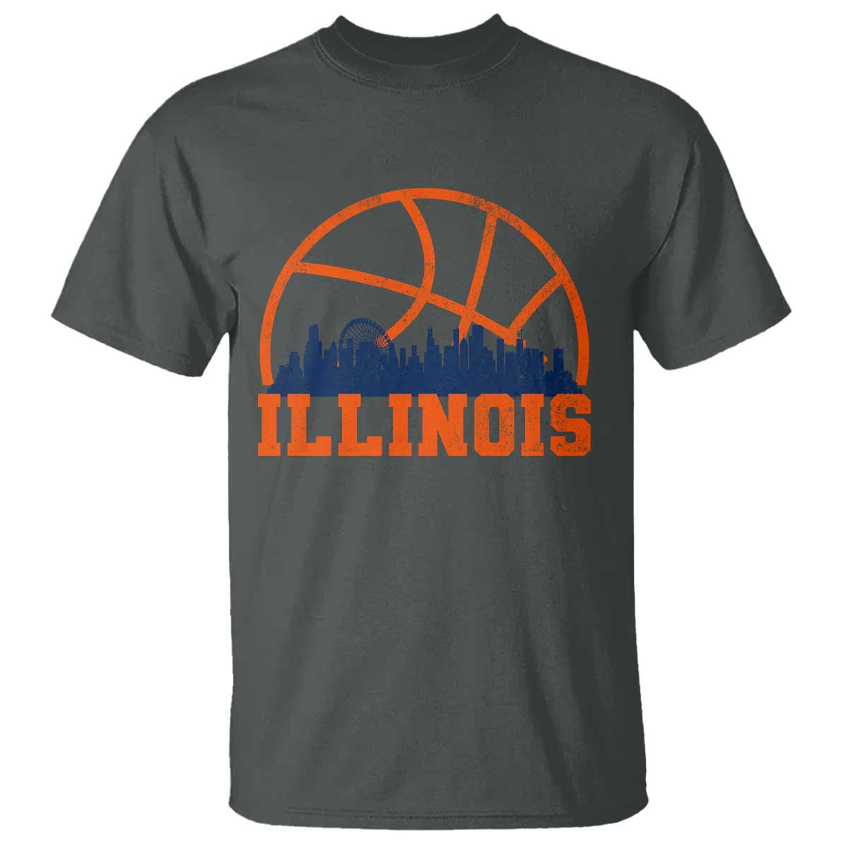 Illinois Fan T Shirt IL State Basketball Game Day TS11 Dark Heather Print Your Wear