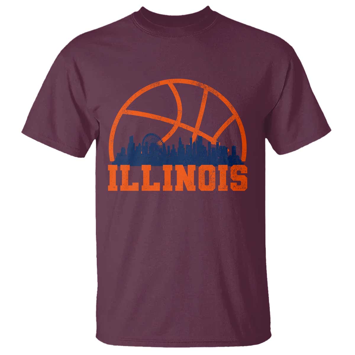 Illinois Fan T Shirt IL State Basketball Game Day TS11 Maroon Print Your Wear