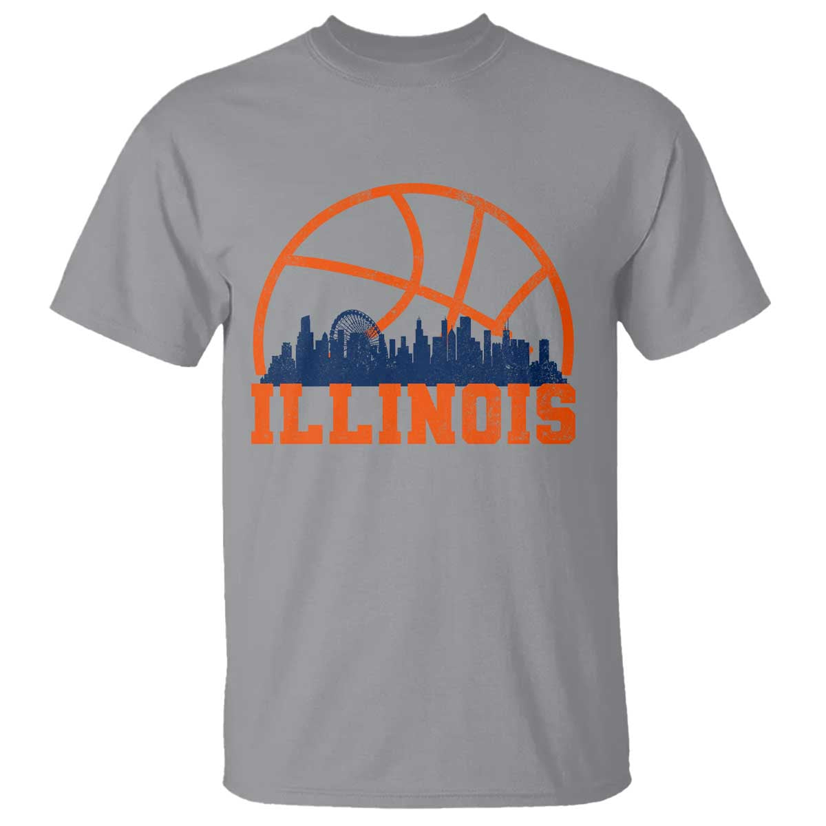 Illinois Fan T Shirt IL State Basketball Game Day TS11 Sport Gray Print Your Wear