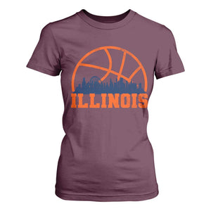 Illinois Fan T Shirt For Women IL State Basketball Game Day TS11 Maroon Print Your Wear