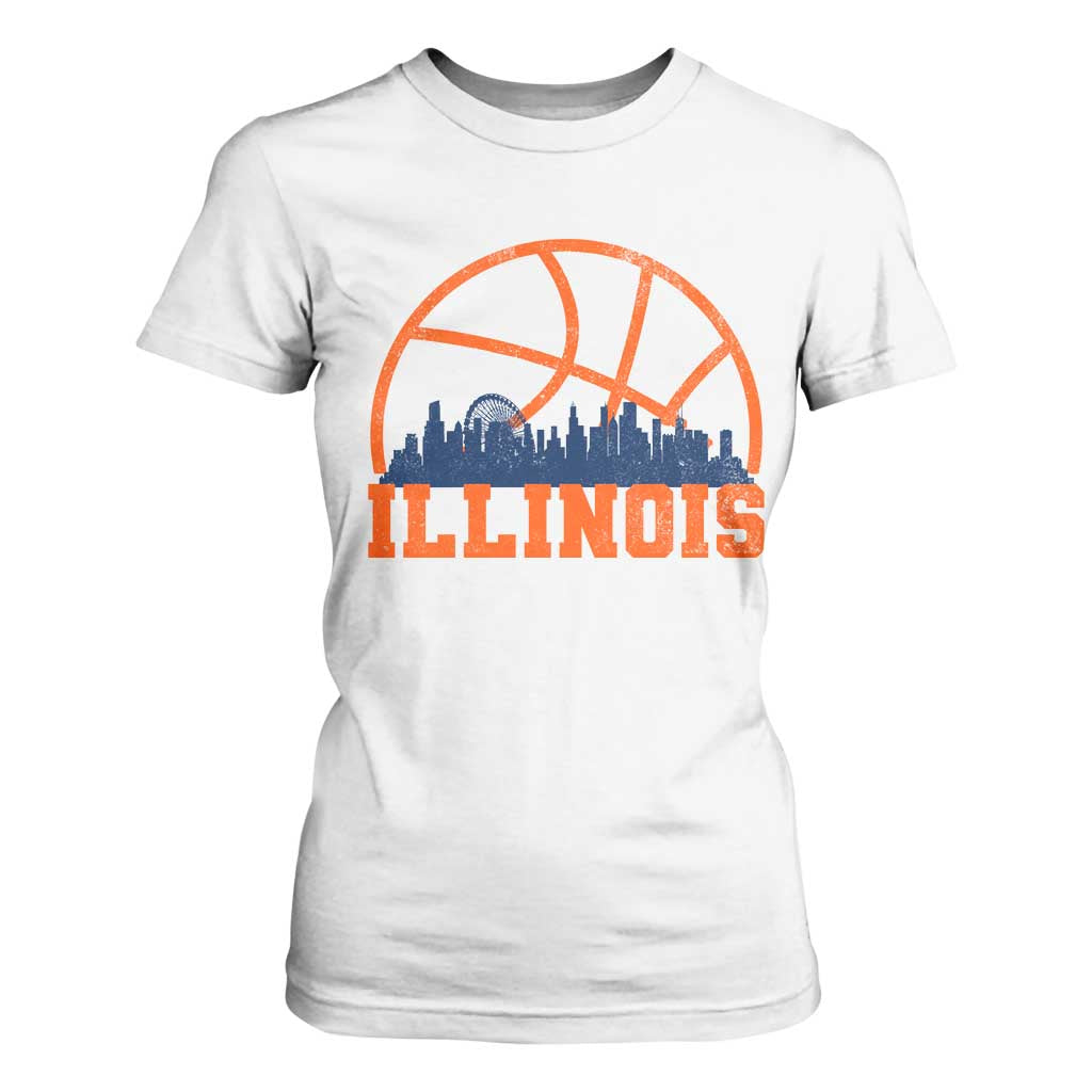 Illinois Fan T Shirt For Women IL State Basketball Game Day TS11 White Print Your Wear