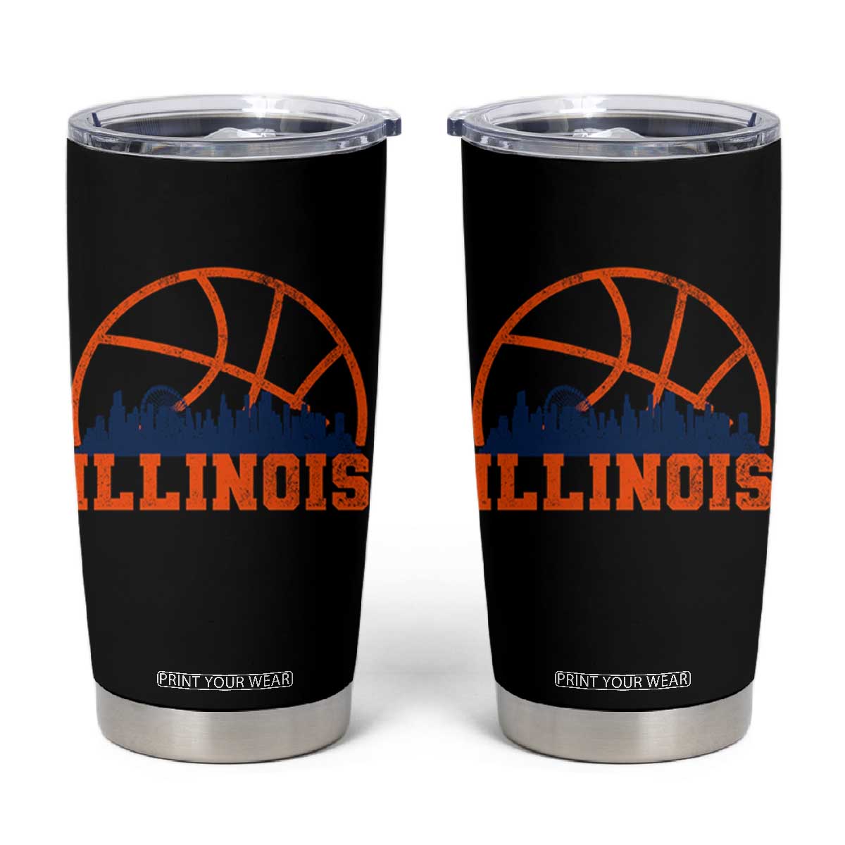 Illinois Fan Tumbler Cup IL State Basketball Game Day TS11 Black Print Your Wear