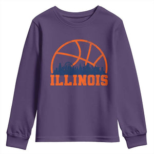 Illinois Fan Youth Sweatshirt IL State Basketball Game Day TS11 Purple Print Your Wear