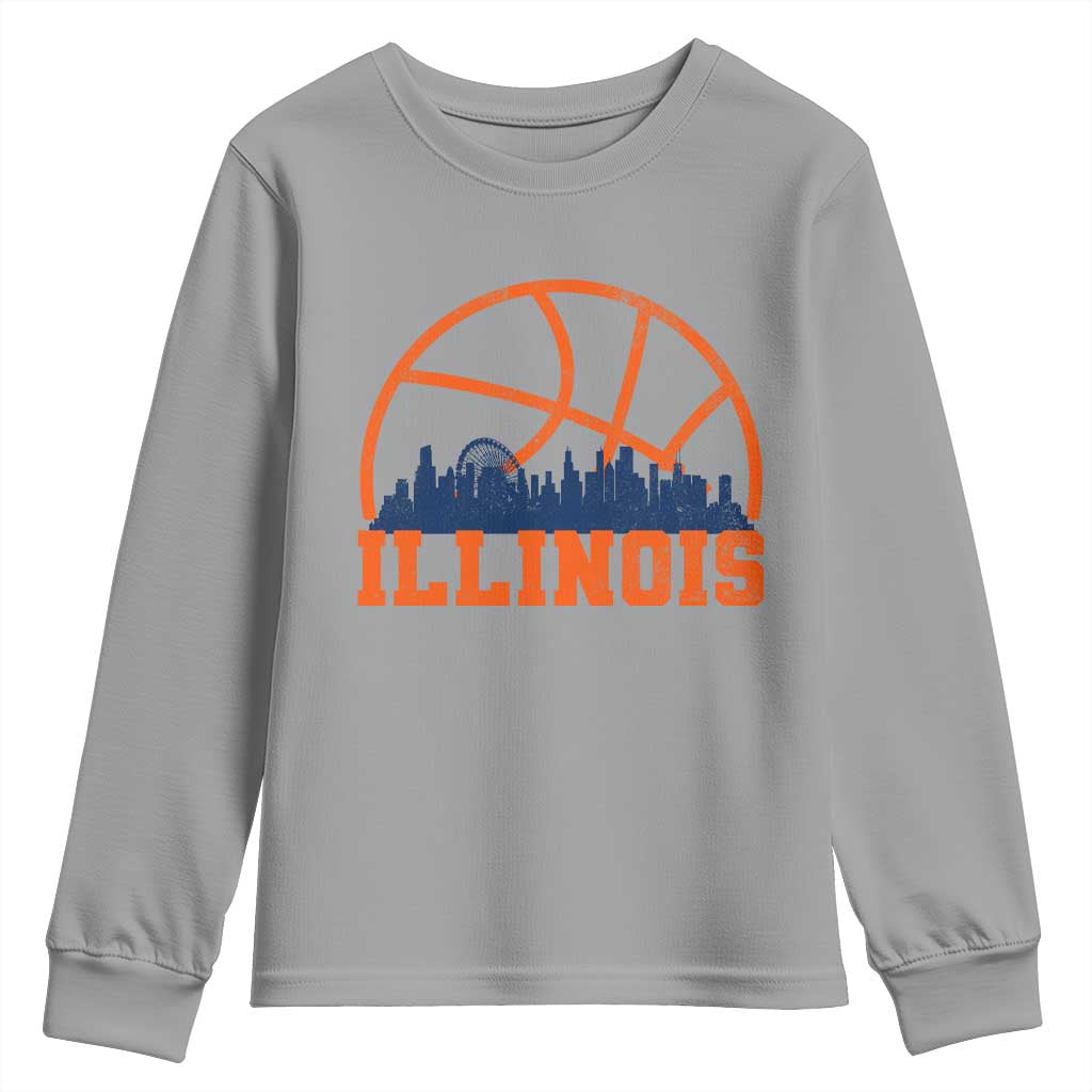 Illinois Fan Youth Sweatshirt IL State Basketball Game Day TS11 Sport Gray Print Your Wear