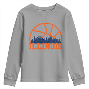 Illinois Fan Youth Sweatshirt IL State Basketball Game Day TS11 Sport Gray Print Your Wear