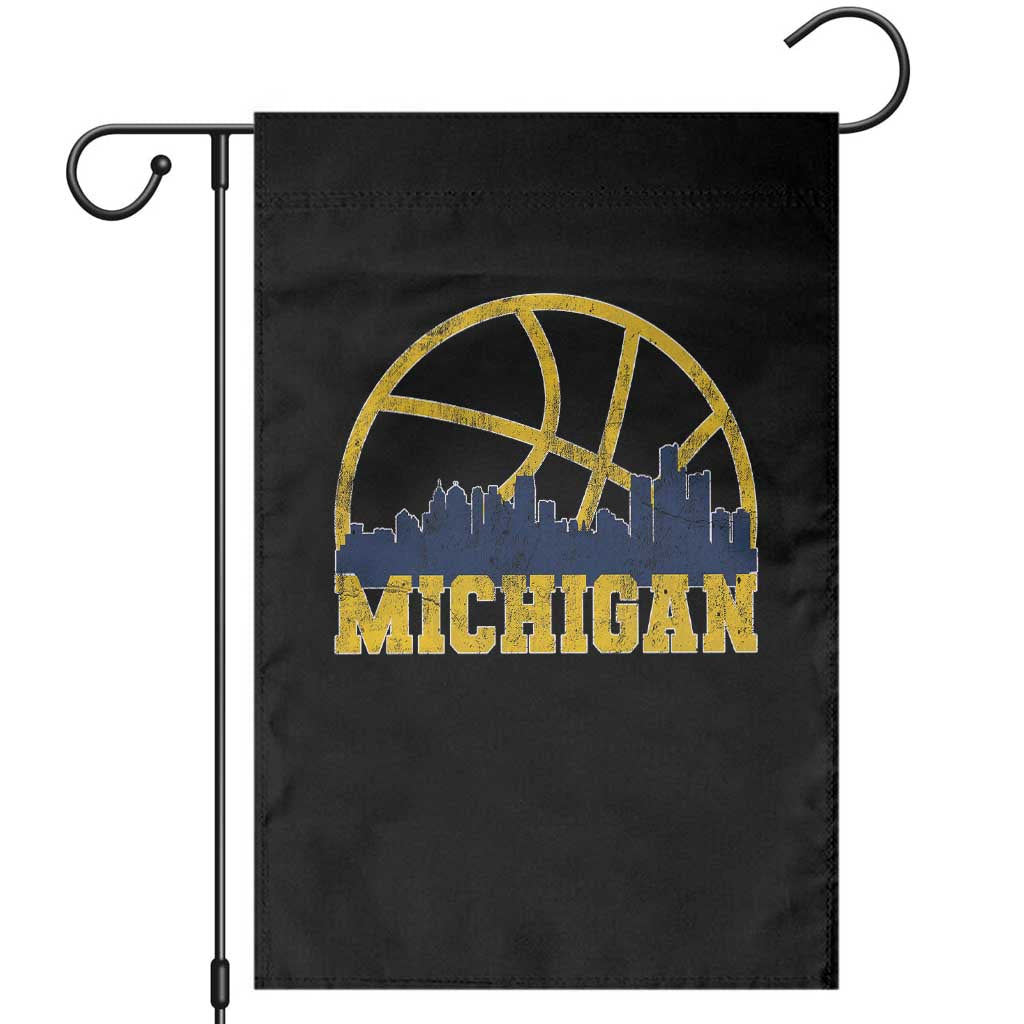 Michigan Fan Basketball Grooves Skyline MI State Garden Flag TS11 Black Print Your Wear