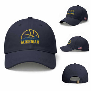 Michigan Fan Basketball Grooves Skyline MI State Baseball Cap TS11 Baseball Cap Universal Fit Navy Print Your Wear