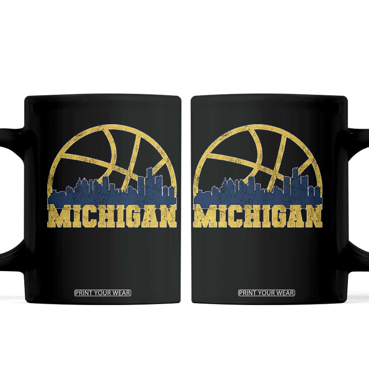 Michigan Fan Basketball Grooves Skyline MI State Coffee Mug TS11 Black Print Your Wear