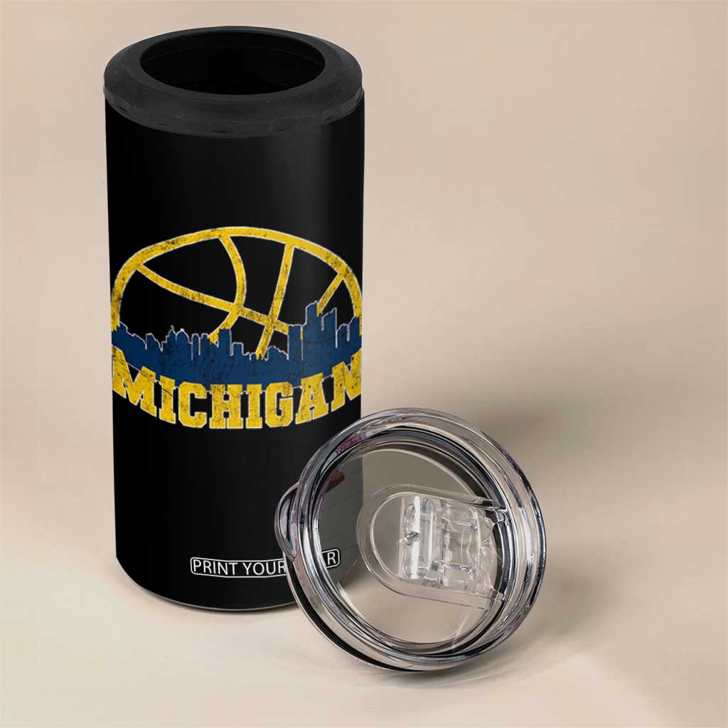 Michigan Fan Basketball Grooves Skyline MI State 4 in 1 Can Cooler Tumbler TS11 Print Your Wear