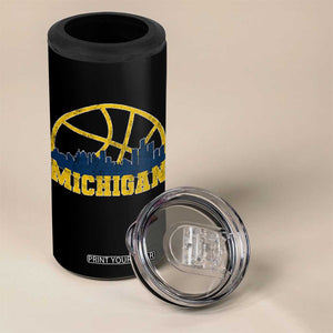 Michigan Fan Basketball Grooves Skyline MI State 4 in 1 Can Cooler Tumbler TS11 Print Your Wear