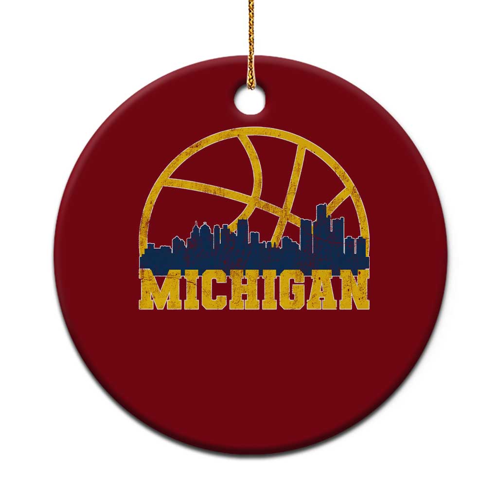 Michigan Fan Basketball Grooves Skyline MI State Ceramic Ornament TS11 1pc Red Print Your Wear