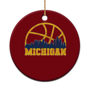 Michigan Fan Basketball Grooves Skyline MI State Ceramic Ornament TS11 1pc Red Print Your Wear