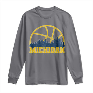 Michigan Fan Basketball Grooves Skyline MI State Long Sleeve Shirt TS11 Charcoal Print Your Wear