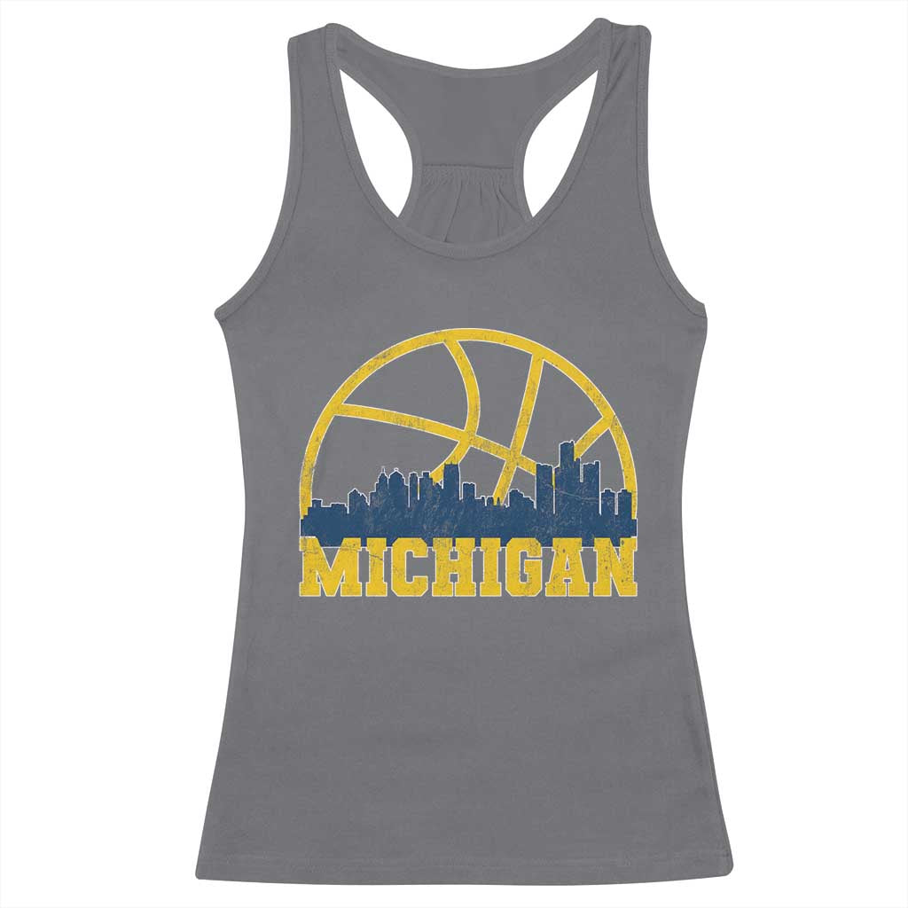Michigan Fan Basketball Grooves Skyline MI State Racerback Tank Top TS11 Charcoal Print Your Wear