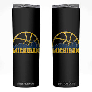 Michigan Fan Basketball Grooves Skyline MI State Skinny Tumbler TS11 Black Print Your Wear