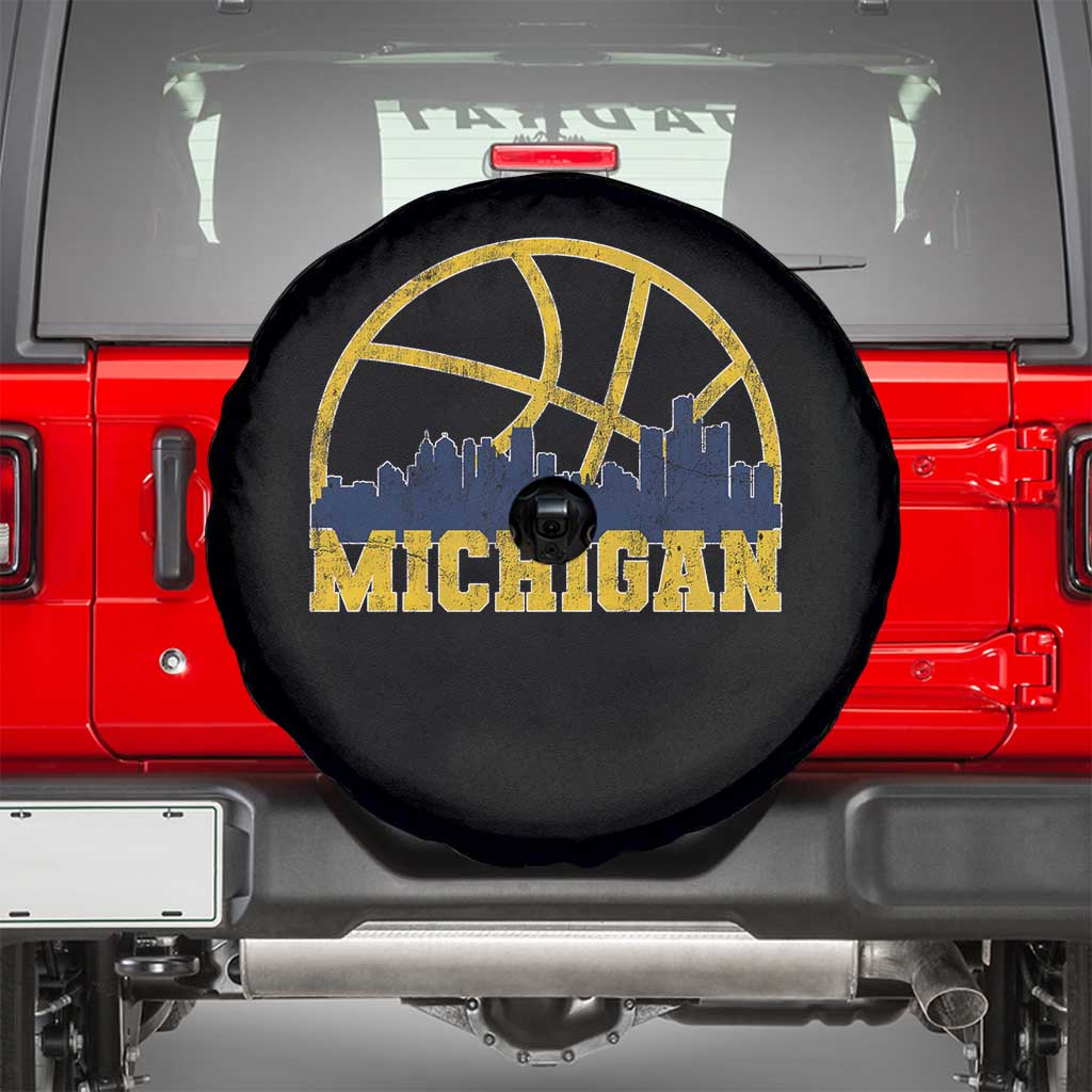 Michigan Fan Basketball Grooves Skyline MI State Spare Tire Cover TS11 Black Print Your Wear