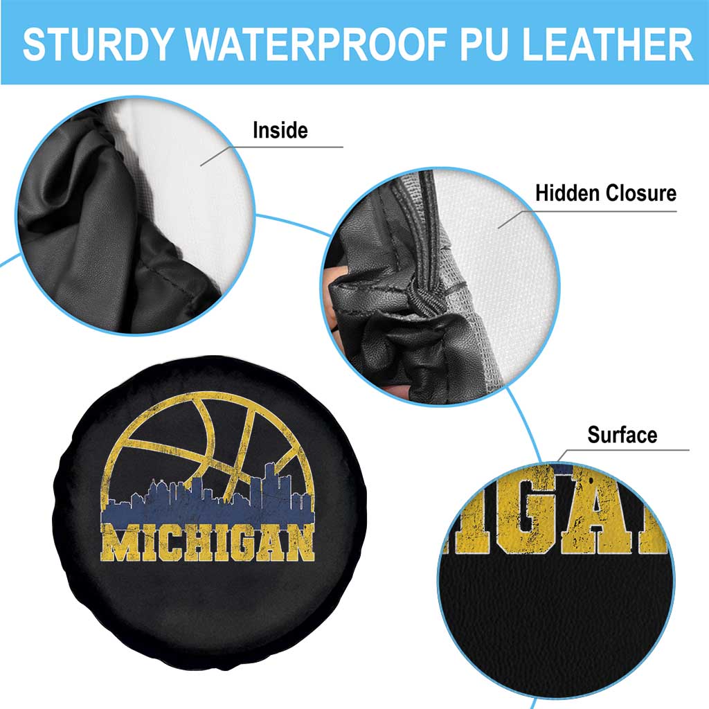 Michigan Fan Basketball Grooves Skyline MI State Spare Tire Cover TS11 Print Your Wear