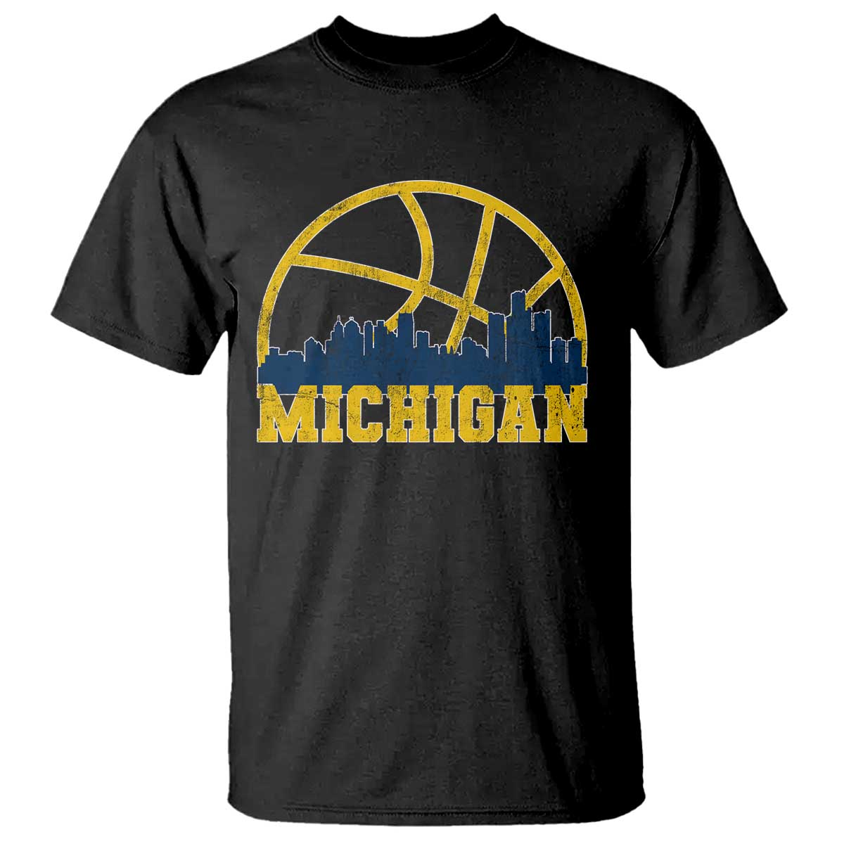Michigan Fan Basketball Grooves Skyline MI State T Shirt TS11 Black Print Your Wear