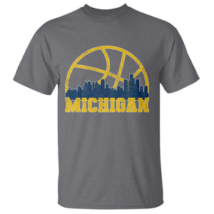 Michigan Fan Basketball Grooves Skyline MI State T Shirt TS11 Charcoal Print Your Wear