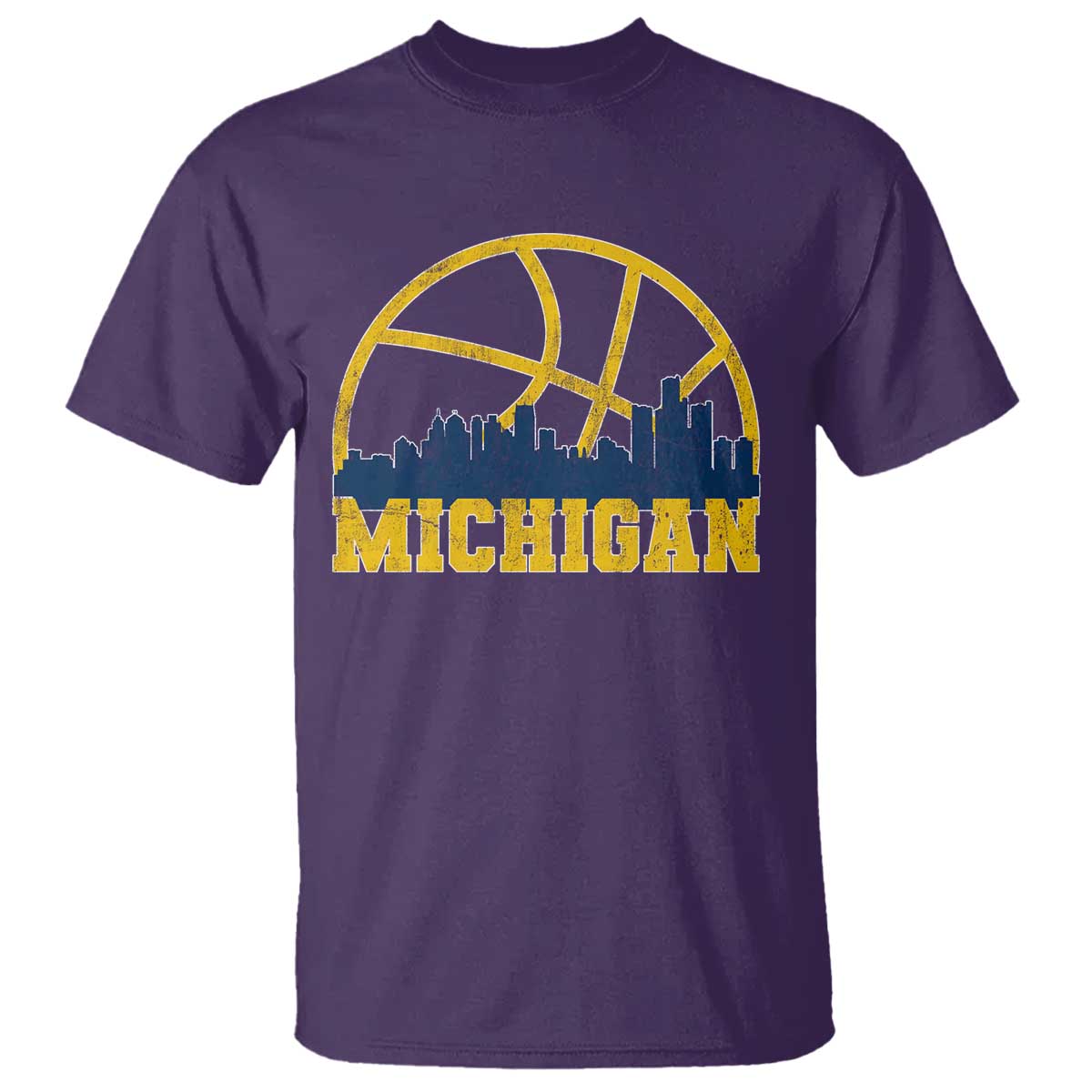 Michigan Fan Basketball Grooves Skyline MI State T Shirt TS11 Purple Print Your Wear