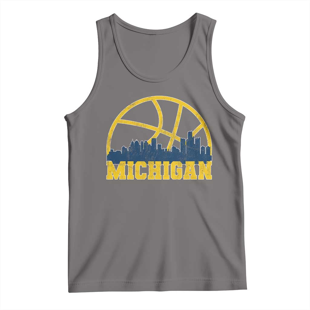 Michigan Fan Basketball Grooves Skyline MI State Tank Top TS11 Deep Heather Print Your Wear