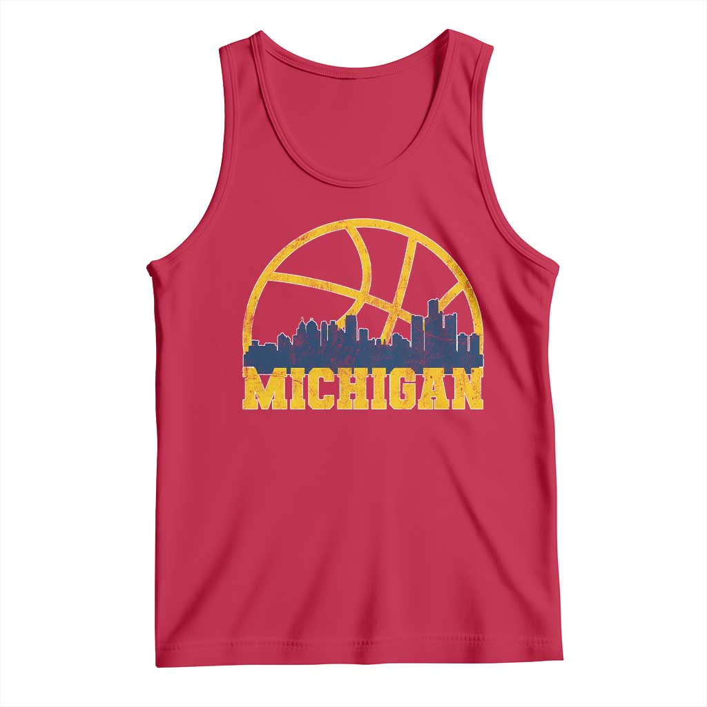 Michigan Fan Basketball Grooves Skyline MI State Tank Top TS11 Red Print Your Wear