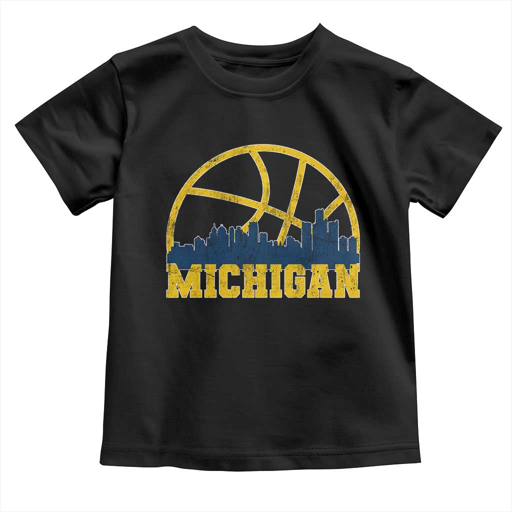 Michigan Fan Basketball Grooves Skyline MI State Toddler T Shirt TS11 Black Print Your Wear