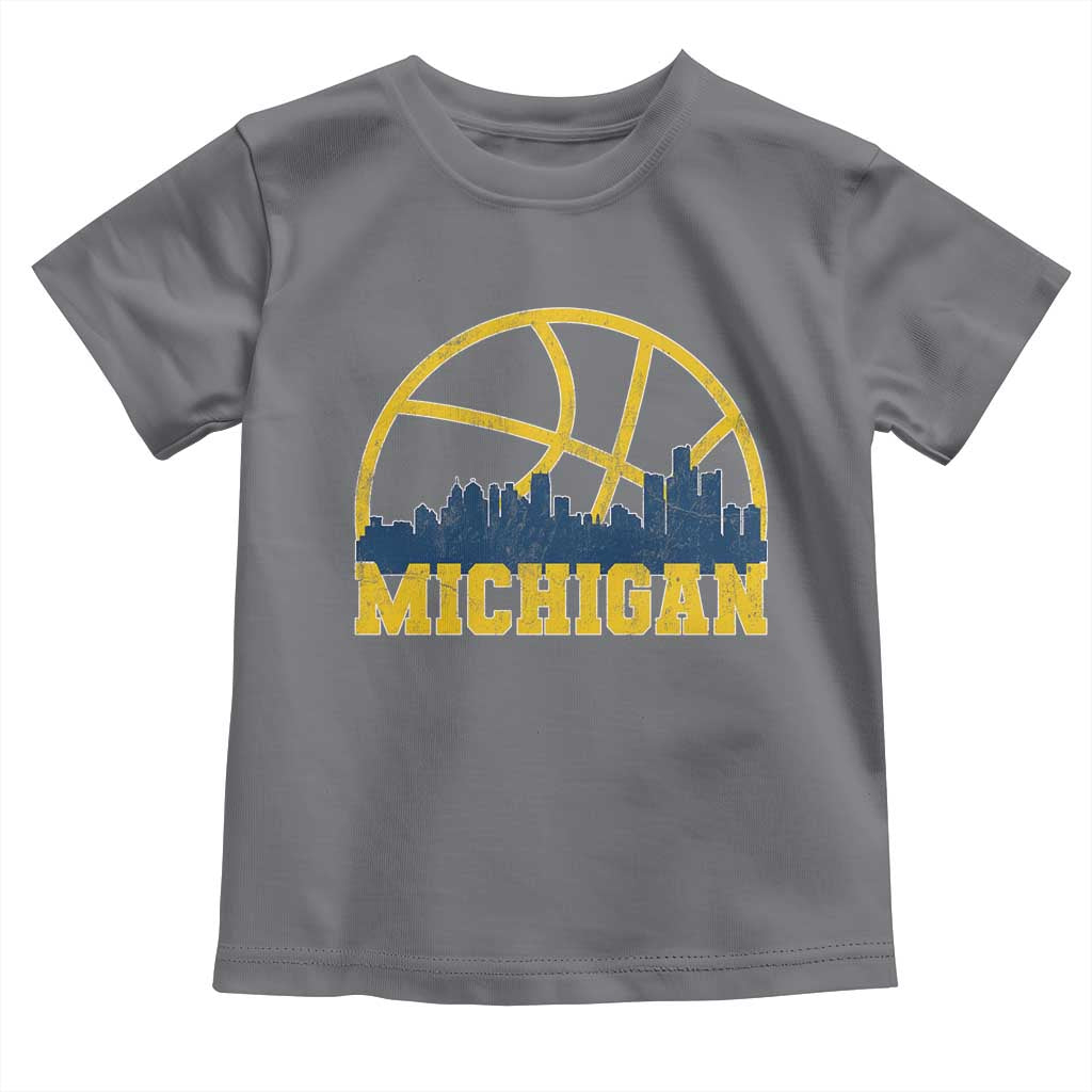 Michigan Fan Basketball Grooves Skyline MI State Toddler T Shirt TS11 Charcoal Print Your Wear