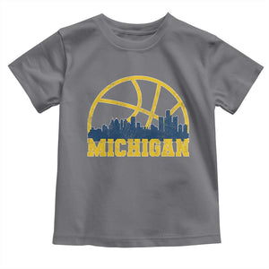 Michigan Fan Basketball Grooves Skyline MI State Toddler T Shirt TS11 Charcoal Print Your Wear