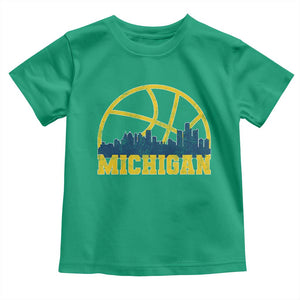 Michigan Fan Basketball Grooves Skyline MI State Toddler T Shirt TS11 Irish Green Print Your Wear