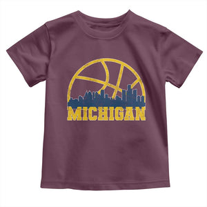 Michigan Fan Basketball Grooves Skyline MI State Toddler T Shirt TS11 Maroon Print Your Wear