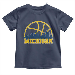 Michigan Fan Basketball Grooves Skyline MI State Toddler T Shirt TS11 Navy Print Your Wear
