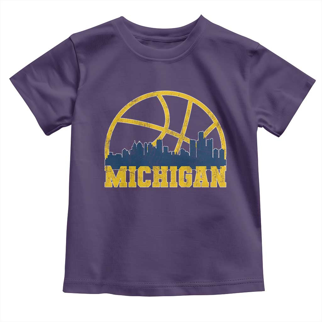 Michigan Fan Basketball Grooves Skyline MI State Toddler T Shirt TS11 Purple Print Your Wear