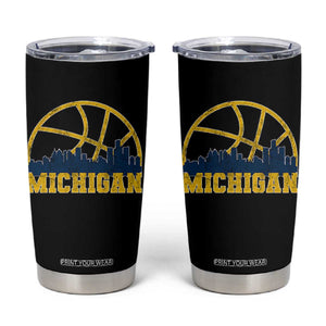 Michigan Fan Basketball Grooves Skyline MI State Tumbler Cup TS11 Black Print Your Wear