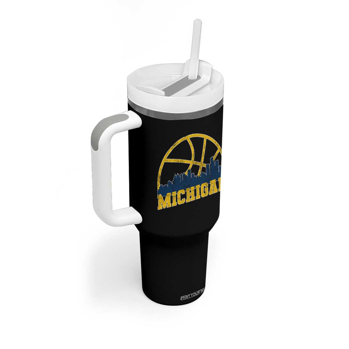 Michigan Fan Basketball Grooves Skyline MI State Tumbler With Handle TS11 Print Your Wear