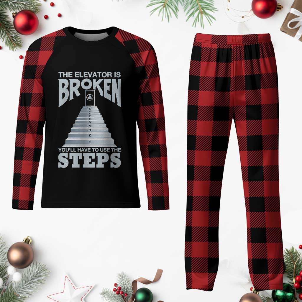 Sobriety Anniversary Sober Plaid Pajama Set The Elevator is Broken You Will Have To Use The Steps TS11 Buffalo Plaid Print Your Wear