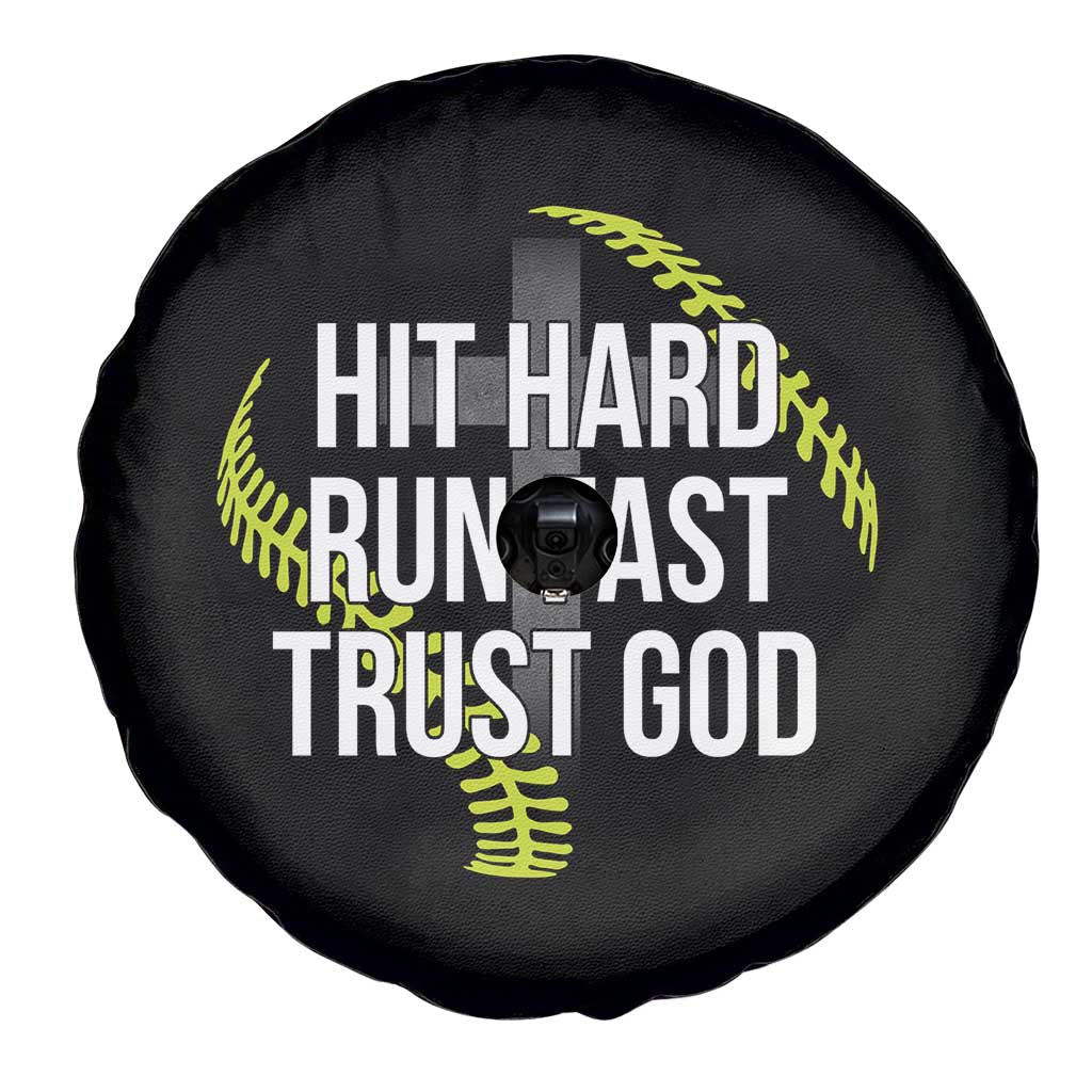 Hit Hard Run Fast Trust God Christian Softball Spare Tire Cover TS11 Print Your Wear