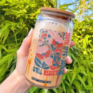 Floral 250th Still Resisting 4th of July 1776 2026 Glass Can