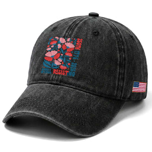 Floral 250th Still Resisting 4th of July 1776 2026 Washed Cotton Baseball Cap
