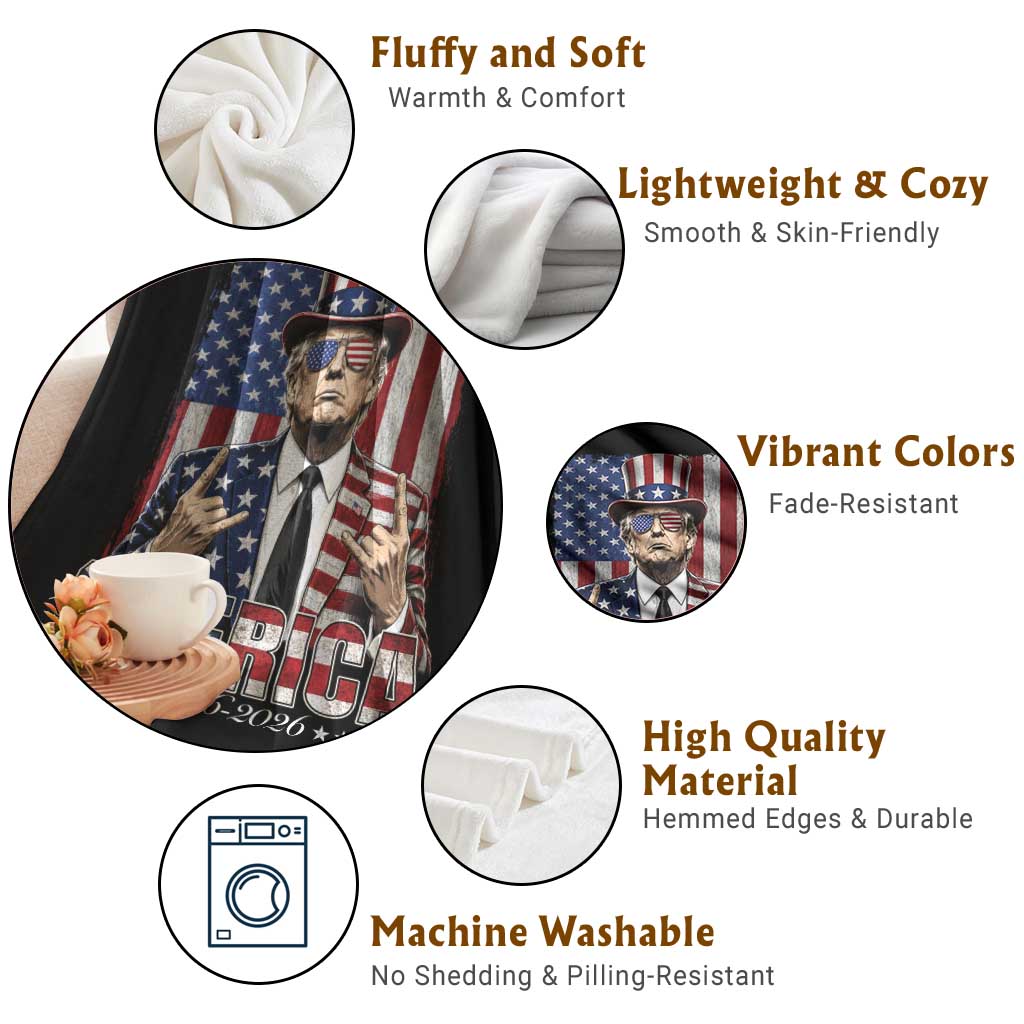 The Nations Leader US 250th Anniversary Throw Blanket Funny 4th of July 1776 2026