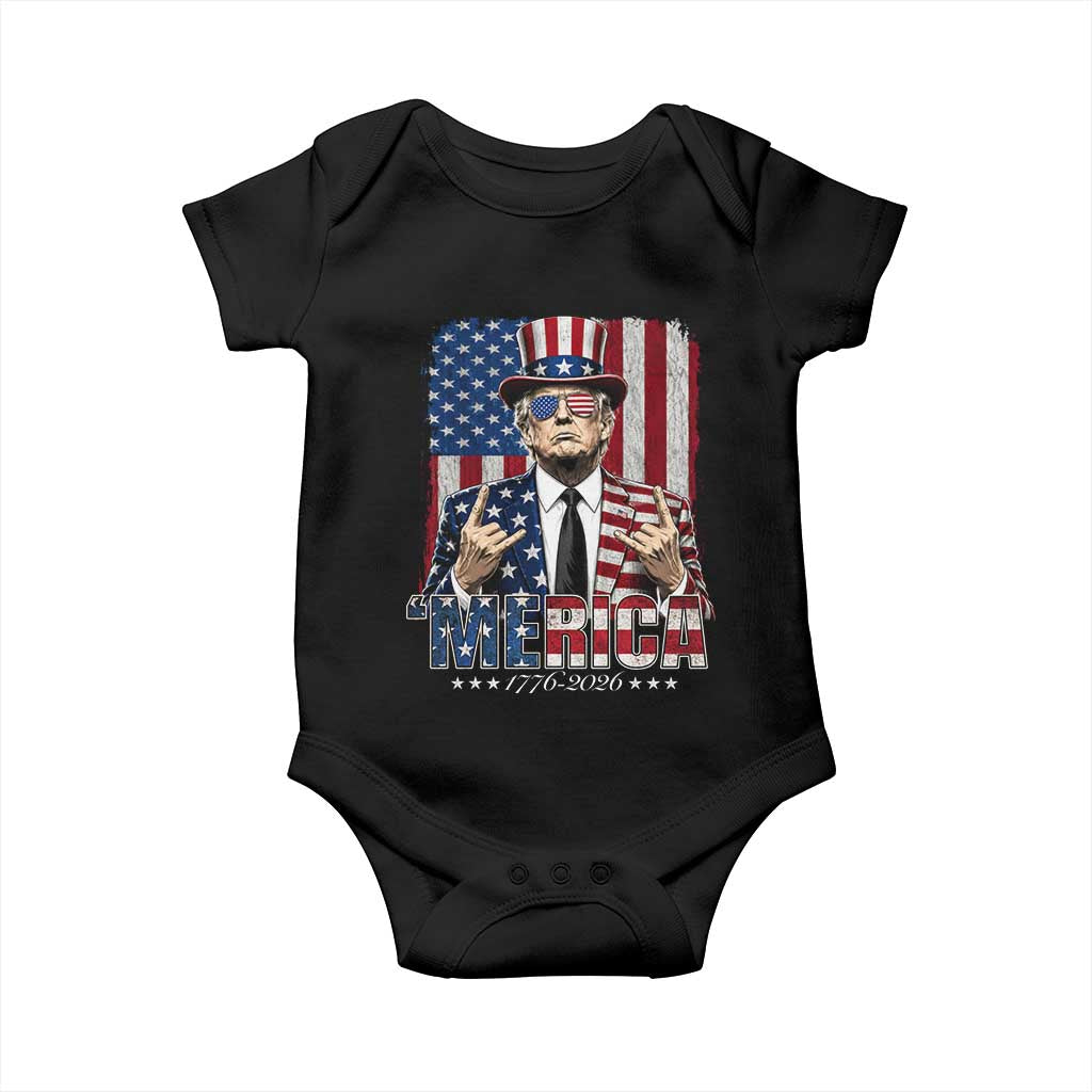 The Nations Leader US 250th Anniversary Baby Onesie Funny 4th of July 1776 2026 TS11 Black Print Your Wear