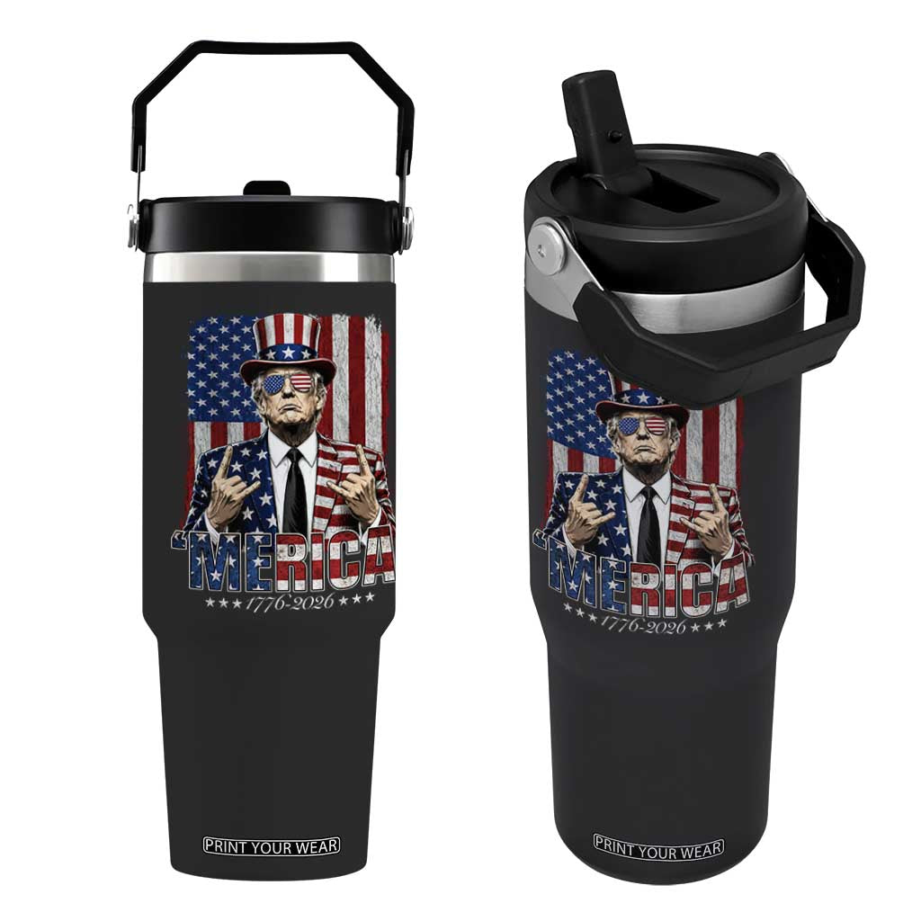The Nations Leader US 250th Anniversary Flip Straw Tumbler Funny 4th of July 1776 2026