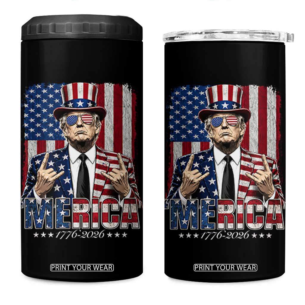 The Nations Leader US 250th Anniversary 4 in 1 Can Cooler Tumbler Funny 4th of July 1776 2026