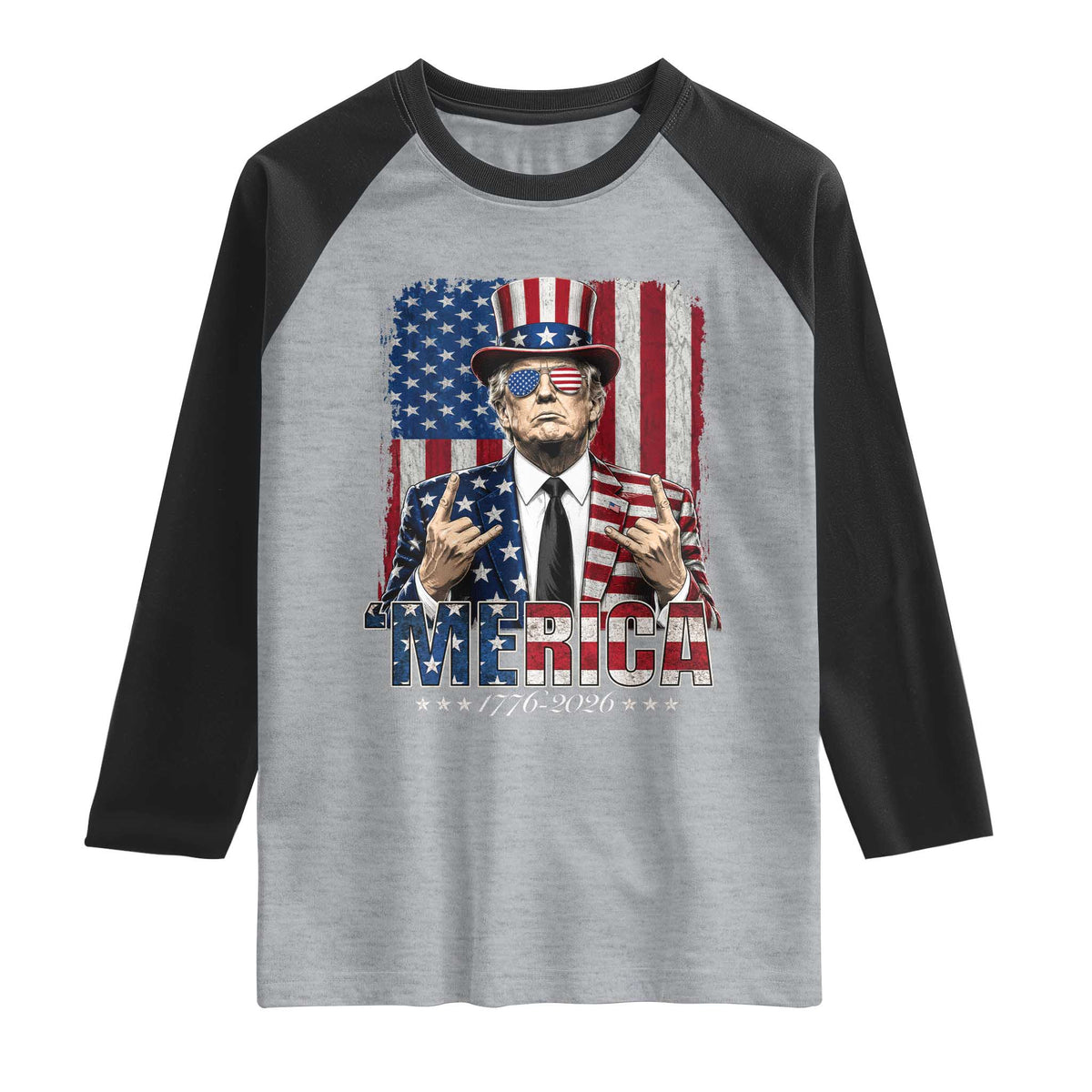 The Nations Leader US 250th Anniversary Raglan Shirt Funny 4th of July 1776 2026